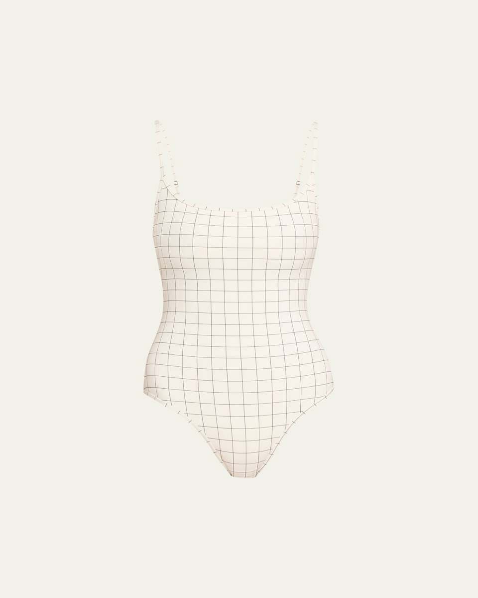 Windowpane One-Piece Swimsuit